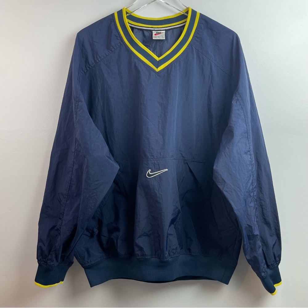 Nike Navy Pullover Windbreaker with Yellow Trim